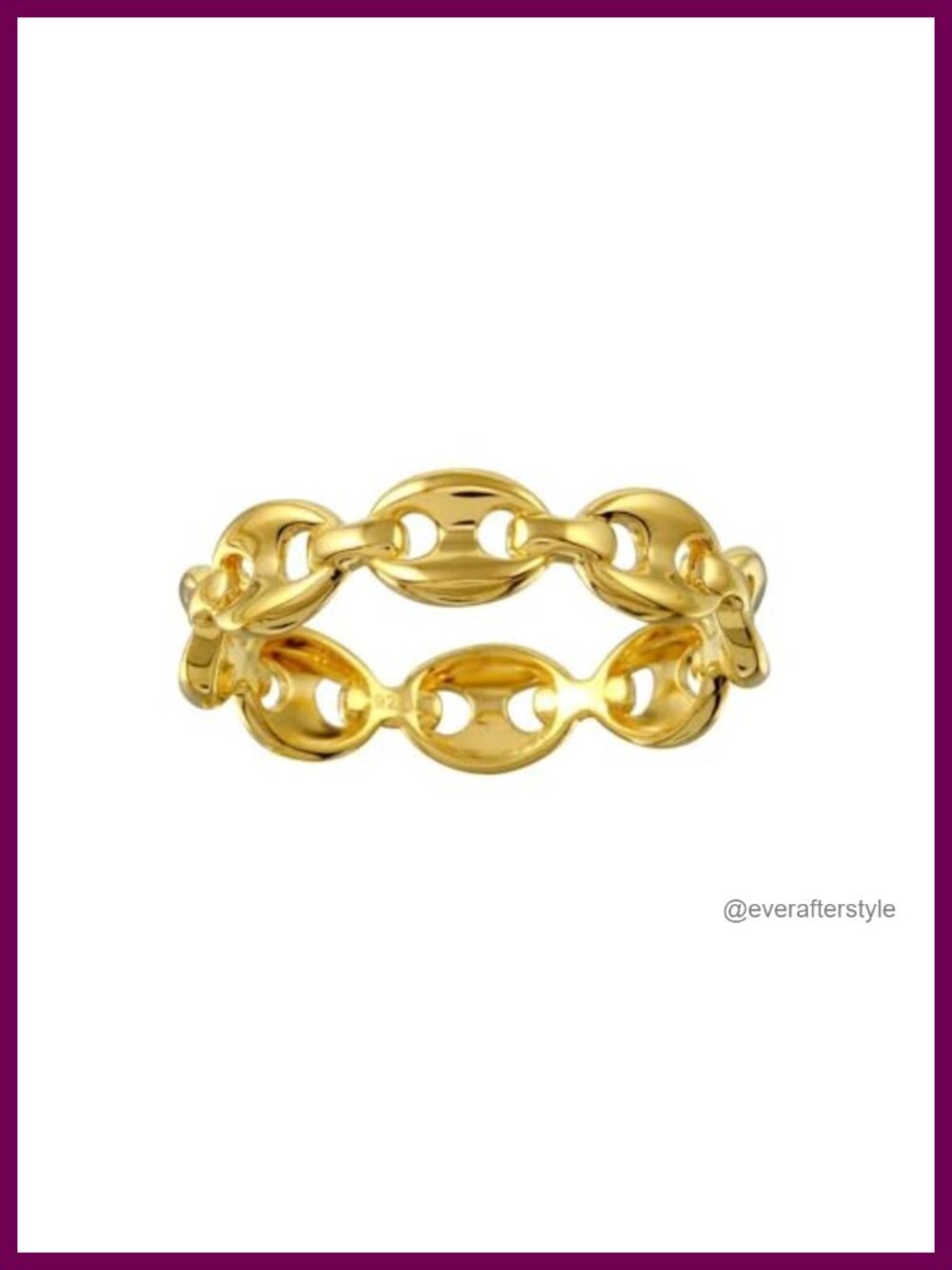 Gold Plated 925 Sterling Silver Puff Mariner Link Ring Statement